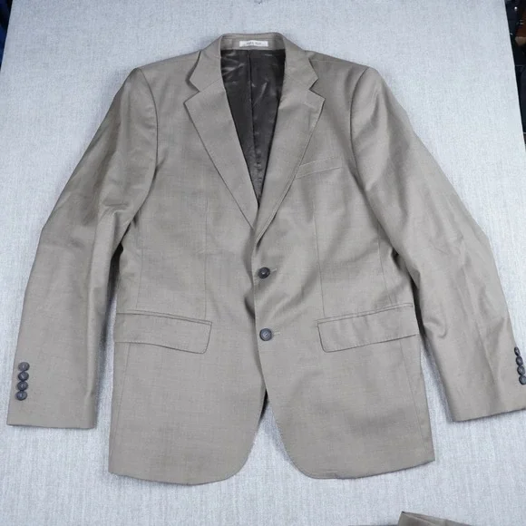 Zara Men 2 Piece Suit Set Size 42 Beige 100% Wool 36x30 Trousers Classic Fit - Picture 3 of 16